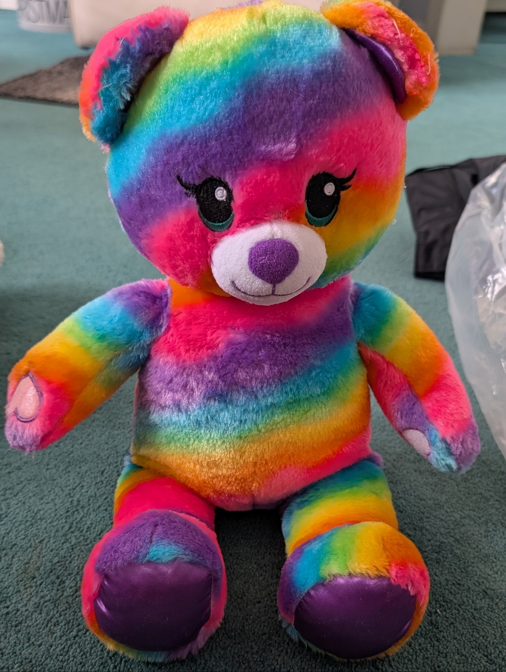 Build-A-Bear Rainbow Plush Teddy Bear - Multicolor Soft Cuddly Toy